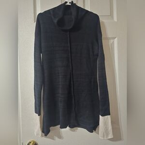 Pico Vela Cowlneck Sustainable Knit Lightweight Tunic Sweater, Cotton & Bamboo.